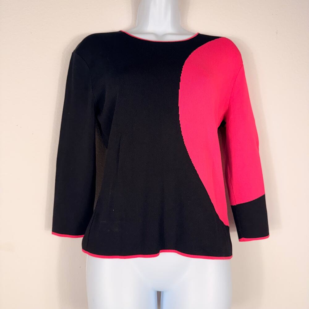 Cyrus Black & Hot Pink Colorblock Knit Top Size M